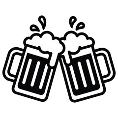 Vector art of two beer mugs toasting