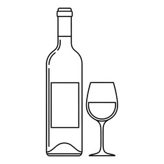 Vector art of wine bottle and glass