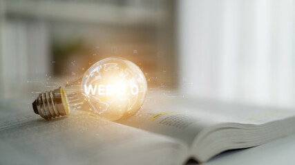 Concept of Web 3.0, the next generation of the internet. This technology represents a decentralized global network built on blockchain, enabling new digital experiences. Fermion