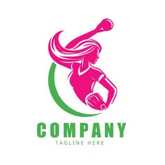 Women tennis sports logo