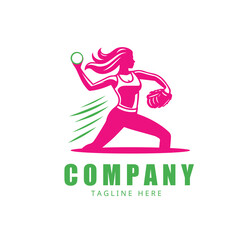 Women tennis sports logo
