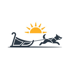 Dog Sled icon vector on White Background Vector Art Illustration on white background.