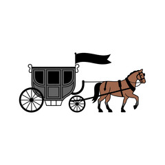 Horse Carriage  icon vector on White Background Vector Art Illustration on white background.