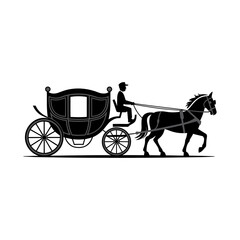 Horse Carriage  icon vector on White Background Vector Art Illustration on white background.