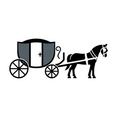 Horse Carriage  icon vector on White Background Vector Art Illustration on white background.