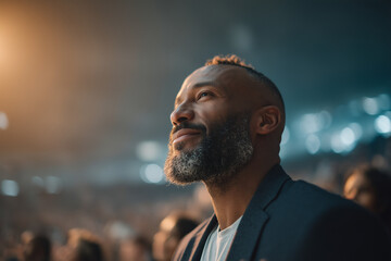 Multiethnic Audience Listening to Inspiring Speaker