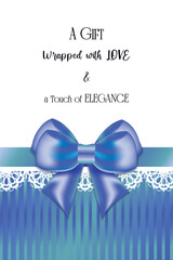 Blue Wishing card, envelope as a gift with message, wishing love and happiness, vector illustration