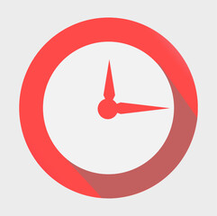 Red Analog Clock Icon — Minimal Geometric Time Symbol in Red and White