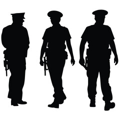 Three silhouettes of uniformed men are shown standing with their hands to their sides
