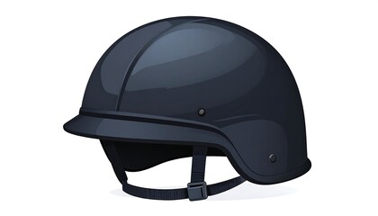 Fototapeta premium Graphic of a glossy black protective head covering, with visor and chin strap