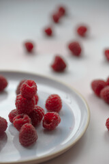 Raspberries on the plate 