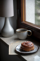 Apple roll and coffee