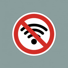 Clear prohibition symbol for no wireless internet access showing Wi-Fi icon with a red diagonal line across it