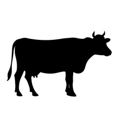 black silhouette of a cow