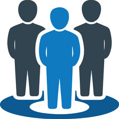 Isolated blue person stands out among group of faceless people on common ground