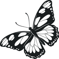 Flat style Butterfly Silhouette with Curved Wing Patterns Suitable for Logo Design and Branding
