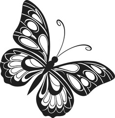 High Contrast Butterfly Silhouette Design with Intricate Curved Patterns  Ideal for Simple Graphic Art