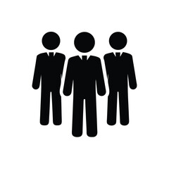 Three black silhouette figures wearing suits are seen standing together in unity