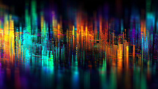 Digital skyline built from data columns symbolizing smart city analytics urban monitoring and connected infrastructure for predictive decision making.
 - Powered by Adobe