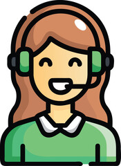 Obraz premium Smiling fairskinned woman with headset and microphone dressed in a green collared shirt