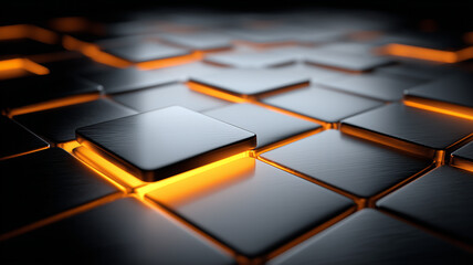 Interlocking square tiles with illuminated seams, depicting seamless integration digital platforms and scalable enterprise infrastructure.
