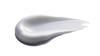 Swatch of white creamy cosmetic product on transparent background. Skincare moisturizer or facial cream application for beauty and health.