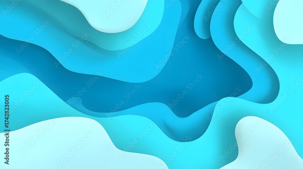 Wall mural dynamic blue abstract waves create a fluid and tranquil design.
