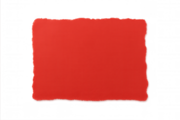 Red ripped paper piece with torn edges on transparent background, adding a blank texture for messages or notes