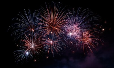 Colorful Fireworks Display Against a Dark Night Sky.
