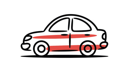 Fototapeta premium Hand-drawn car illustration simple doodle style vector graphic isolated on white background for transportation and design projects