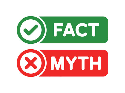 Vector art of fact and myth labels in green and red