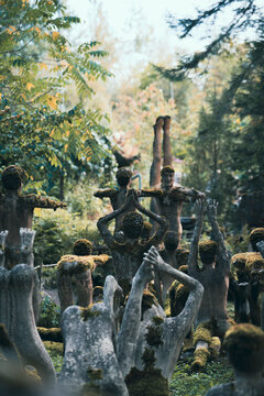 Moss-Covered Statues at the Surreal Parikkala Sculpture Park in Finland
