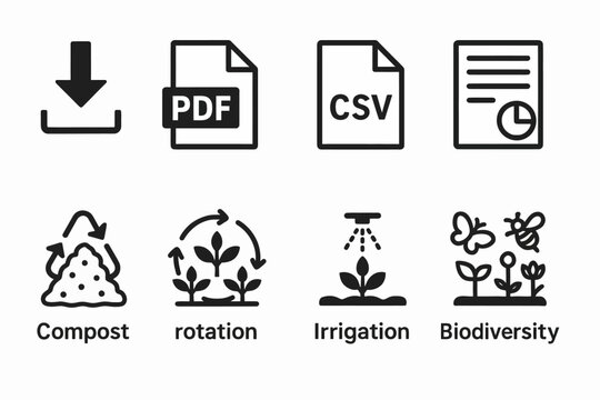 Download icons and sustainable agriculture symbols for reports