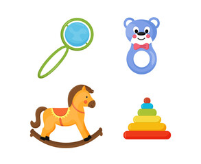 Children's Toys icon set. Vector illustration