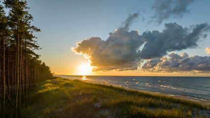 sunset over the sea. Stilo beach. poland
