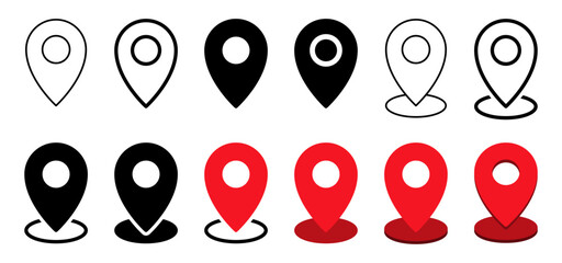 3d location map pointer icon, place pin marker sign - isometric red gps map pointers in flat style, destination symbols. location pin line icon, Navigation sign	