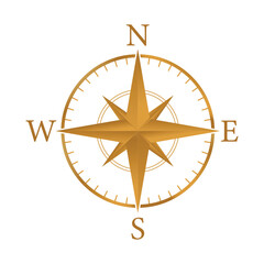 gold compass rose navigation direction travel icon