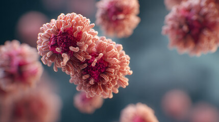 Dividing cells reproducing. Microscopic view of cell division. Biological or medical illustration showing reproduction process for science concept.