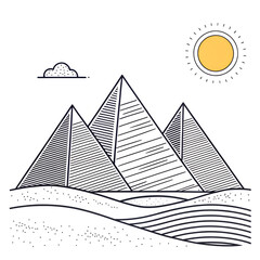 Egyptian pyramids drawing vector illustration graphic design travel ancient history tourism landmark africa sun