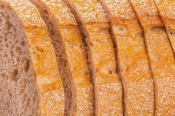 Pieces of buckwheat bread as a background.