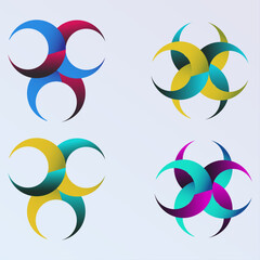 Abstract Crescent-Based Logos with Gradient Symmetry.ai