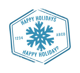 Happy holidays Christmas rubber stamp