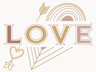 Modern metallic gradient “LOVE” typography, elegant Valentine’s Day 2026 vector design, luxury minimal romantic art for posters, banners, and greeting card templates.
