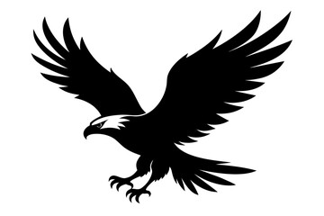 Flying Bald Eagle silhouette vector, Flying Bald Eagle black symbol
