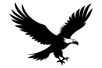 Flying Bald Eagle silhouette vector, Flying Bald Eagle black symbol
