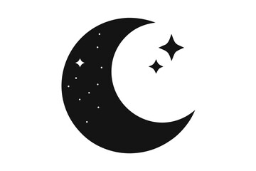 Moon crescent icon silhouette vector, Moon crescent  black symbol

