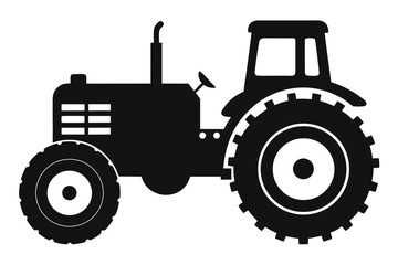 Tractor silhouette vector, old tractor black symbol
