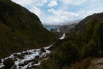 Glacier Buarbreen Norge Norway glacier, ice, stones, mountain, rock