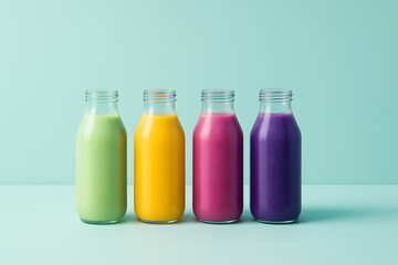 Colorful Smoothies in Bottles.