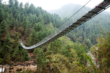 Suspension bridge view along EBC trek, Nepal